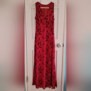 Red Floral Long Dress S